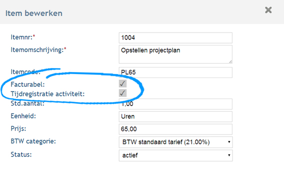 Factuur item toevoegen