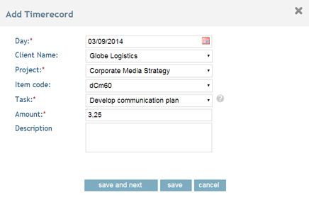 Add Timesheet record